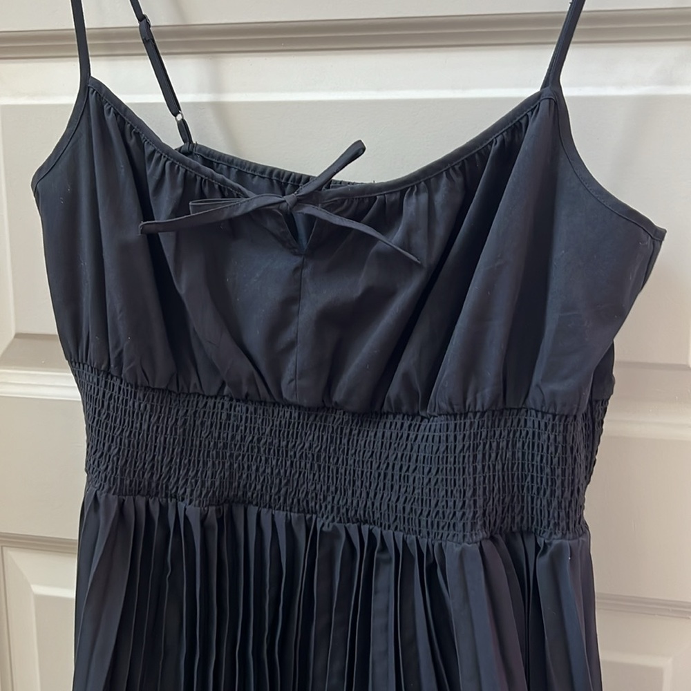 NWOT J Crew Black  Dress Pleated Skirt Spaghetti Straps 14